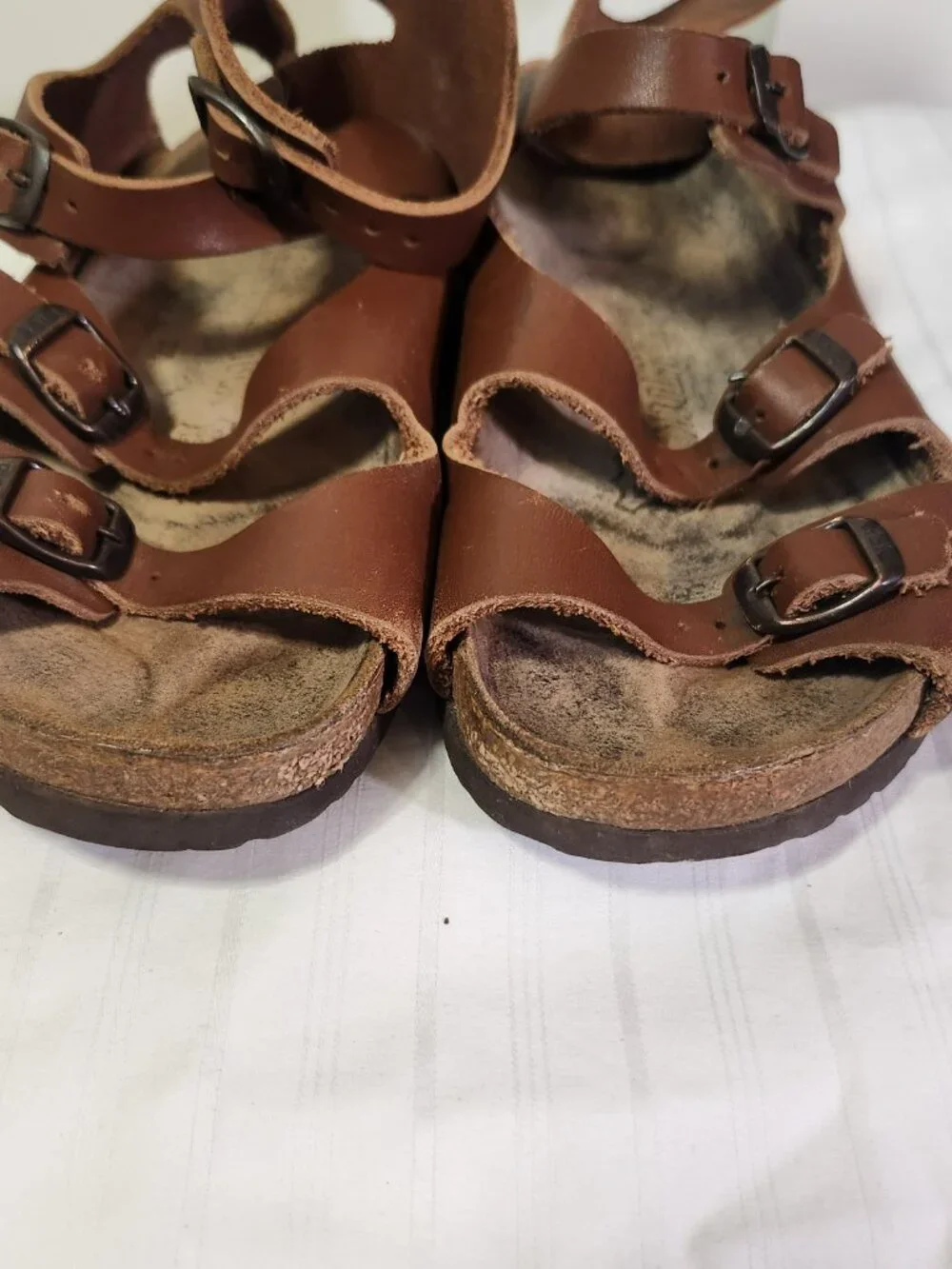 Discontinued Vintage Birkenstock Leather Gladiator Ankle Wrap Sandals Brown EU37